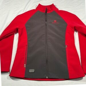 Dri Duck DDX Womens Softshell Jacket Red Gray Full Zip Becks Logo Size‎ Medium
